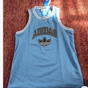 Adidas Boy's Mesh Tank Top Blue Size Large Sky Rush NEW